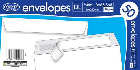 COUNTY DL WHITE PEEL AND SEAL ENVELOPES 50/PK. C504